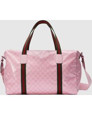 Gucci Large Duffle Bag With Web - Pink