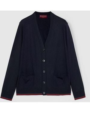 Gucci エクストラファインカシミアシルク カーディガン, ブルー, ウェア