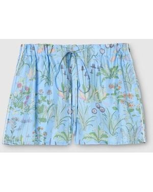 Gucci Printed Silk Twill Shorts - Blue