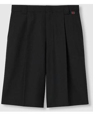 Gucci Wool-Blend Bermuda Shorts With Web Detail - Black