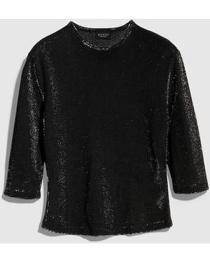 Gucci Jersey Top With Iridescent Effect, Size L, Ready-To-Wear - Black