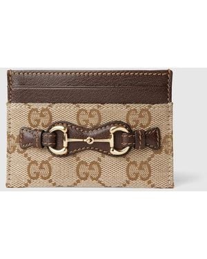 Gucci Card Case With Horsebit, Gg Canvas - Metallic