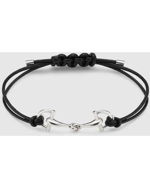 Gucci Staffa Leather Bracelet - Black