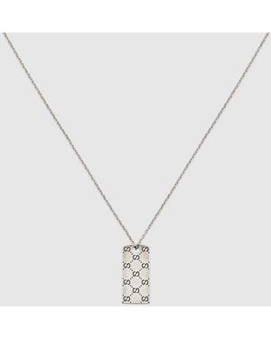 Gucci Signature Pendant Tag Necklace - Metallic