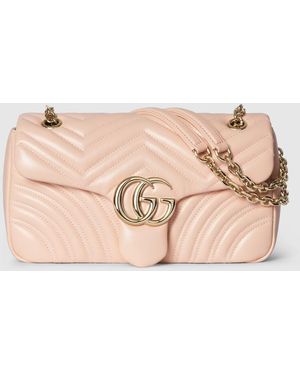 Gucci 〔Ggマーモント〕ミディアム ショルダーバッグ, ピンク, レザー