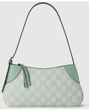Gucci 〔Ggエンブレム〕スモール ショルダーバッグ, グリーン, Ggキャンバス