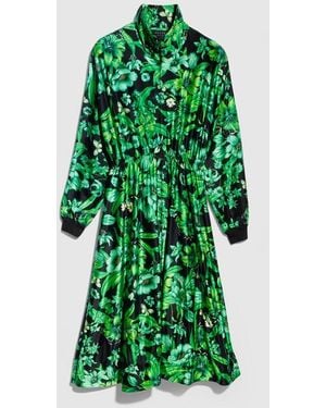 Gucci Printed Shiny Stretch Silk Long Dress, Size L, Ready-To-Wear - Green