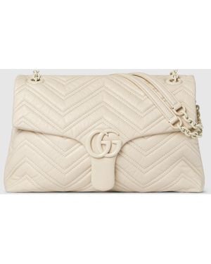 Gucci Gg Marmont Medium Shoulder Bag, Leather - Natural