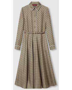 Gucci Gg Silk Twill Dress - Natural