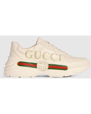 Gucci Rhyton Logo Leather Sneaker - Natural