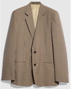Gucci Gingham Wool Single-Breasted Jacket - Brown