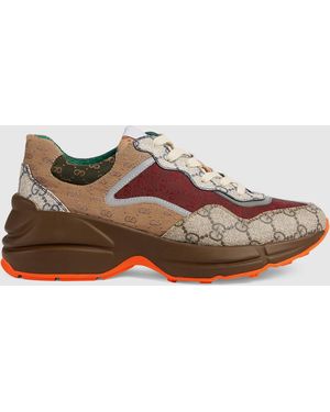 Gucci 〔ライトン〕GG メンズ スニーカー, ベージュ, GGキャンバス - ブラウン