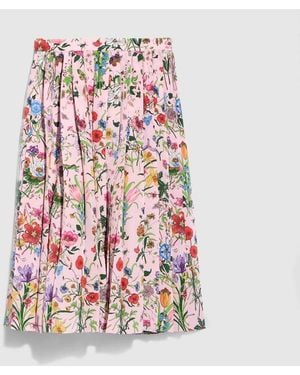 Gucci Printed Silk Pleated Skirt, Size 40 It, Ready-To-Wear - Red
