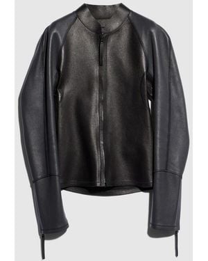 Gucci Grainy Leather Zip Jacket, Ready-To-Wear - Black