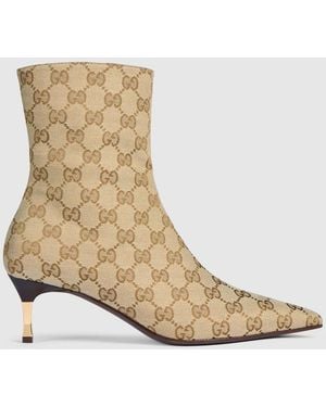 Gucci "Bombshell 55Mm" Gg Ankle Boots - Natural