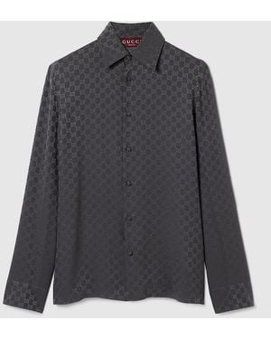 Gucci Gg Silk Jacquard Shirt - Gray