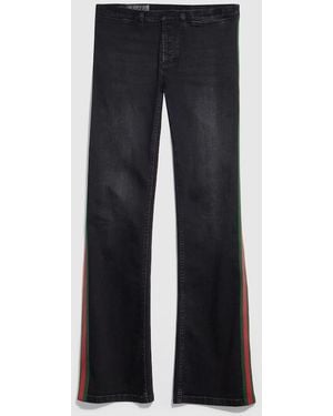 Gucci Cotton Denim Pants With Web - Blue