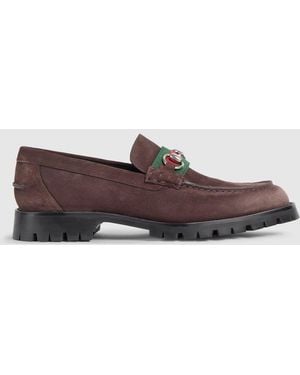 Gucci Loafer With Horsebit And Lug Sole, Uk - Brown