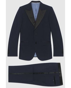 Gucci フィットシルエット モヘア ウール タキシード, ブルー