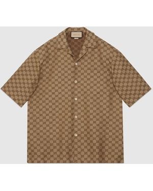 Gucci GG Linen Blend Shirt - Brown