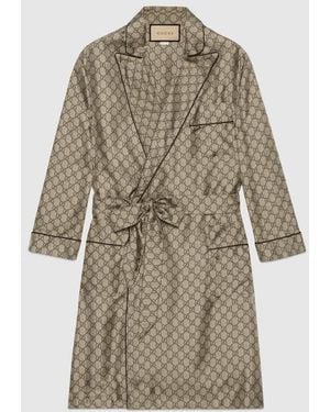 Gucci Gg Supreme Print Silk Shirt - Natural