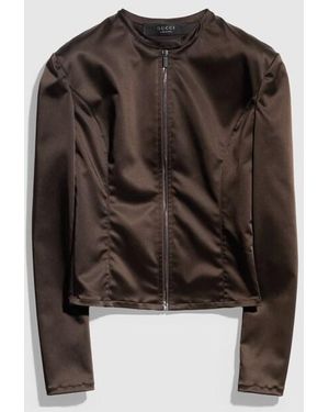 Gucci Stretch Acetate Duchesse Jacket, Size 44 It, Ready-To-Wear - Brown