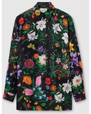 Gucci Printed Silk Twill Shirt - Black