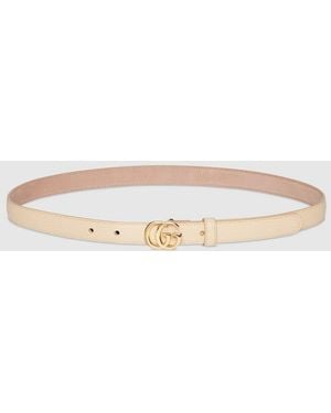 Gucci Gg Marmont Thin Belt, Size 70, Leather - Metallic
