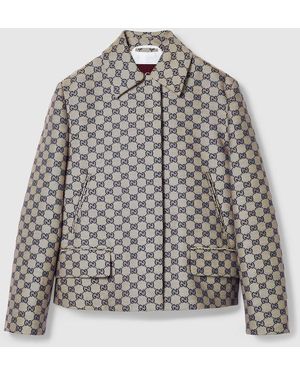 Gucci Ggリネンブレンドキャンバス ジャケット, ベージュ, ウェア - グレー