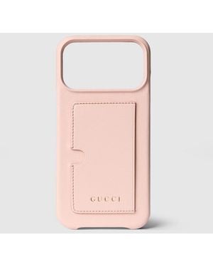 Gucci Case For Iphone 17 Pro Max, Leather - Pink