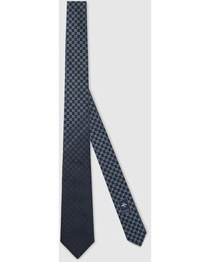 Gucci Gg シルクジャカード ネクタイ, ブルー, シルク