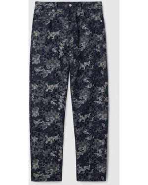 Gucci Gg Jacquard Denim Pant - Blue