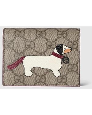 Gucci ドッグ ディテール Gg ミニウォレット(コイン＆紙幣入れ付き） ベージュ, オリジナルGg - メタリック