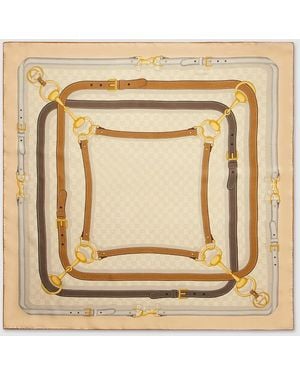 Gucci Printed Gg Silk Twill Jacquard Carré, Silk - Metallic