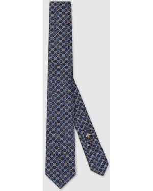 Gucci Gg シルクジャカード ネクタイ, ブルー, シルク