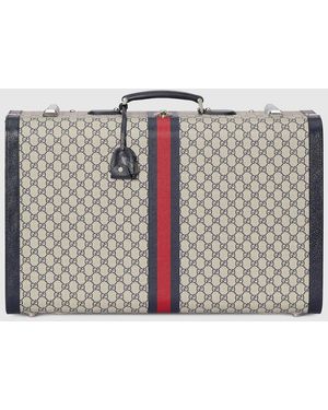 Gucci Savoy〕ラージ スーツケース, ブルー, Ggキャンバス - メタリック