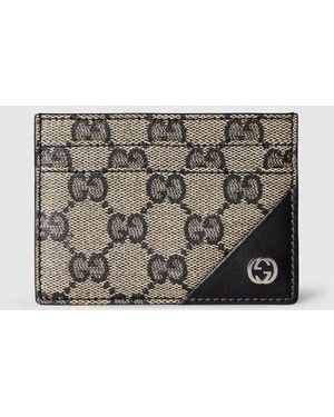 Gucci Card Case Wallet With Interlocking G, Gg Canvas - Metallic