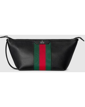Gucci Mega Web Trademark Small Toiletry Case, Leather - Black