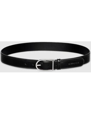 Gucci Belt With Rounded Buckle, Size 95, Leather - Black