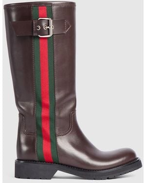 Gucci Biker Boot With Web, Uk - Red