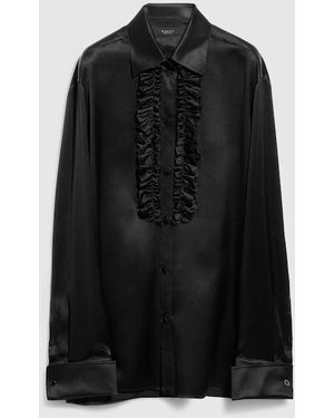 Gucci Silk Satin Shirt With Rouches - Black