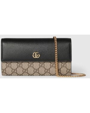 Gucci Gg Marmont Bi-Color Continental Wallet, Gg Canvas - Black