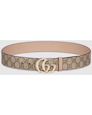 Gucci Reversible Gg Marmont Belt, Gg Canvas - Natural