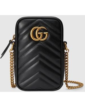 Gucci 〔GGマーモント〕ミニ バッグ, ブラック, Leather