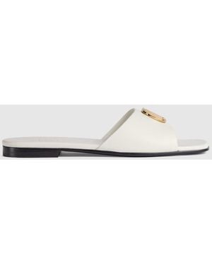 Gucci Slide Sandal With Double G, Uk - White