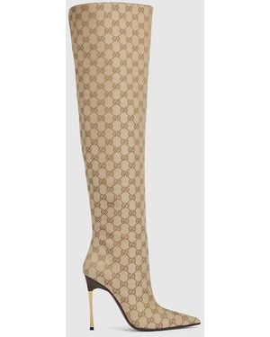 Gucci Bombshell Boot, Gg Canvas - Natural