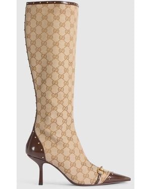 Gucci Savoy Boot, Gg Canvas - Brown