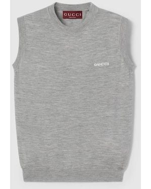 Gucci カシミアシルク スリーブレス トップ, グレー, ウェア