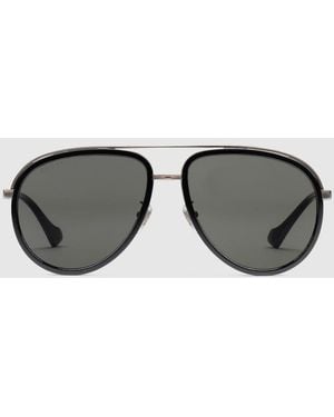 Gucci アビエーターフレーム サングラス, ブラック - ブラウン