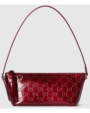Gucci Gg Emblem Small Shoulder Bag, Leather - Red